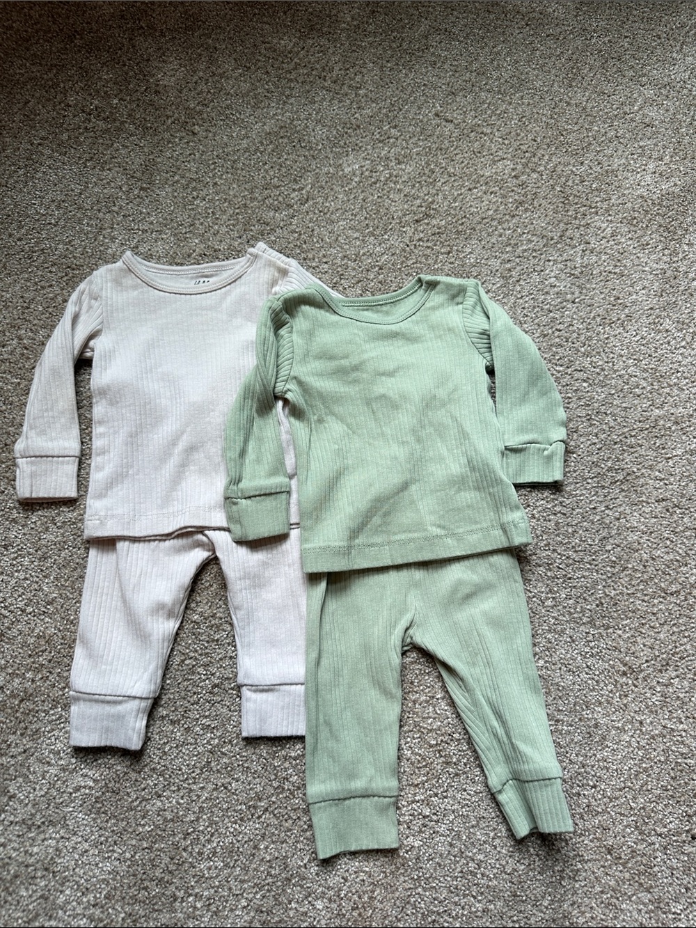 H&M Ribbed Baby Top — Cream & Sage 
Set of 2